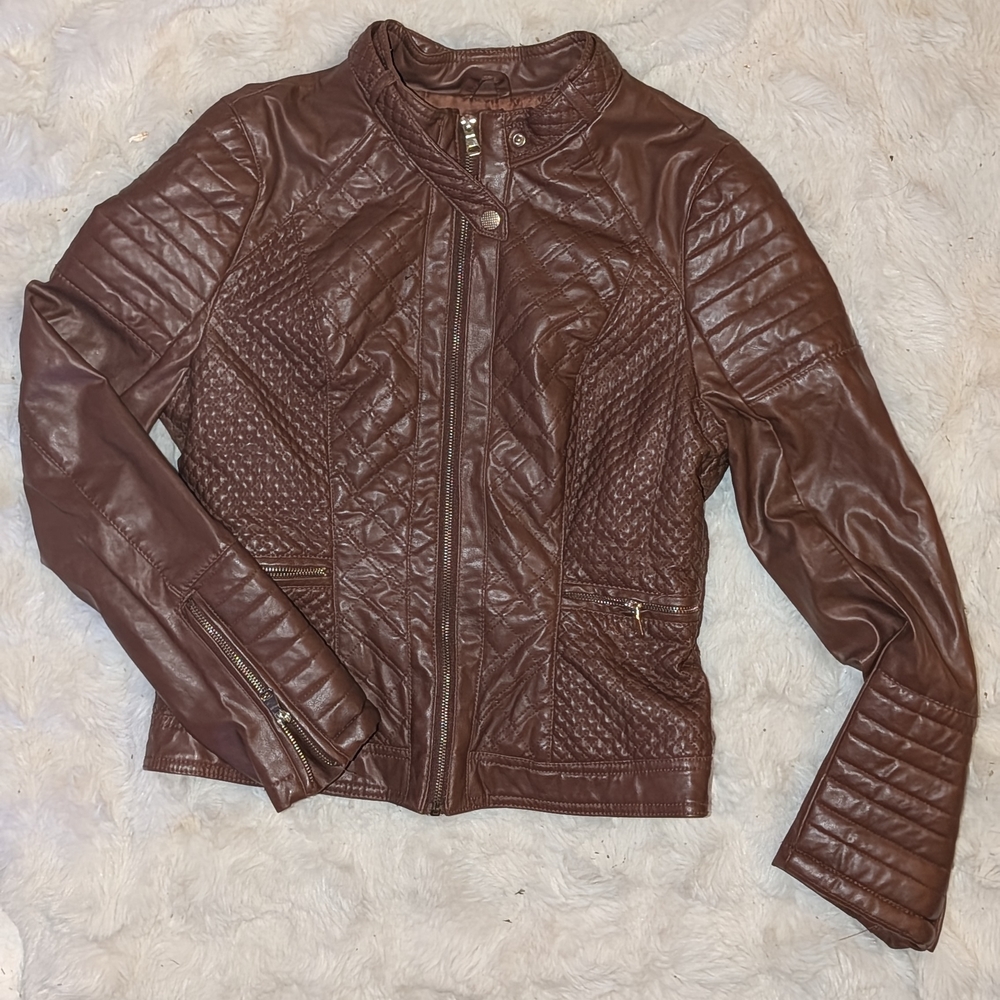 Ci Sono Chocolate Leather Jacket